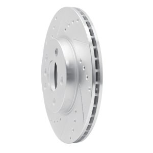 Mini Cooper Brake Rotor (1) - Front Left - R1 Concepts - Drilled & Slotted - Silver - `14-`21